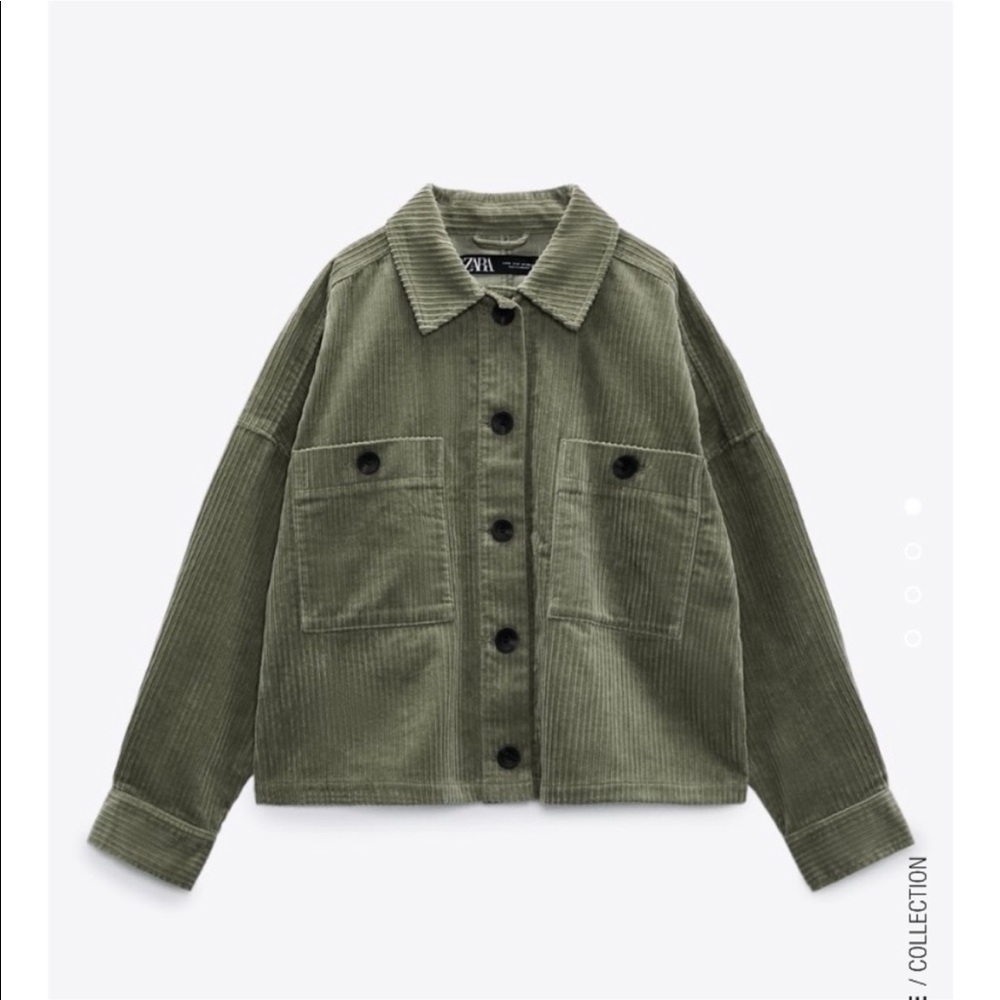 Zara Olive green corduroy button up shacket